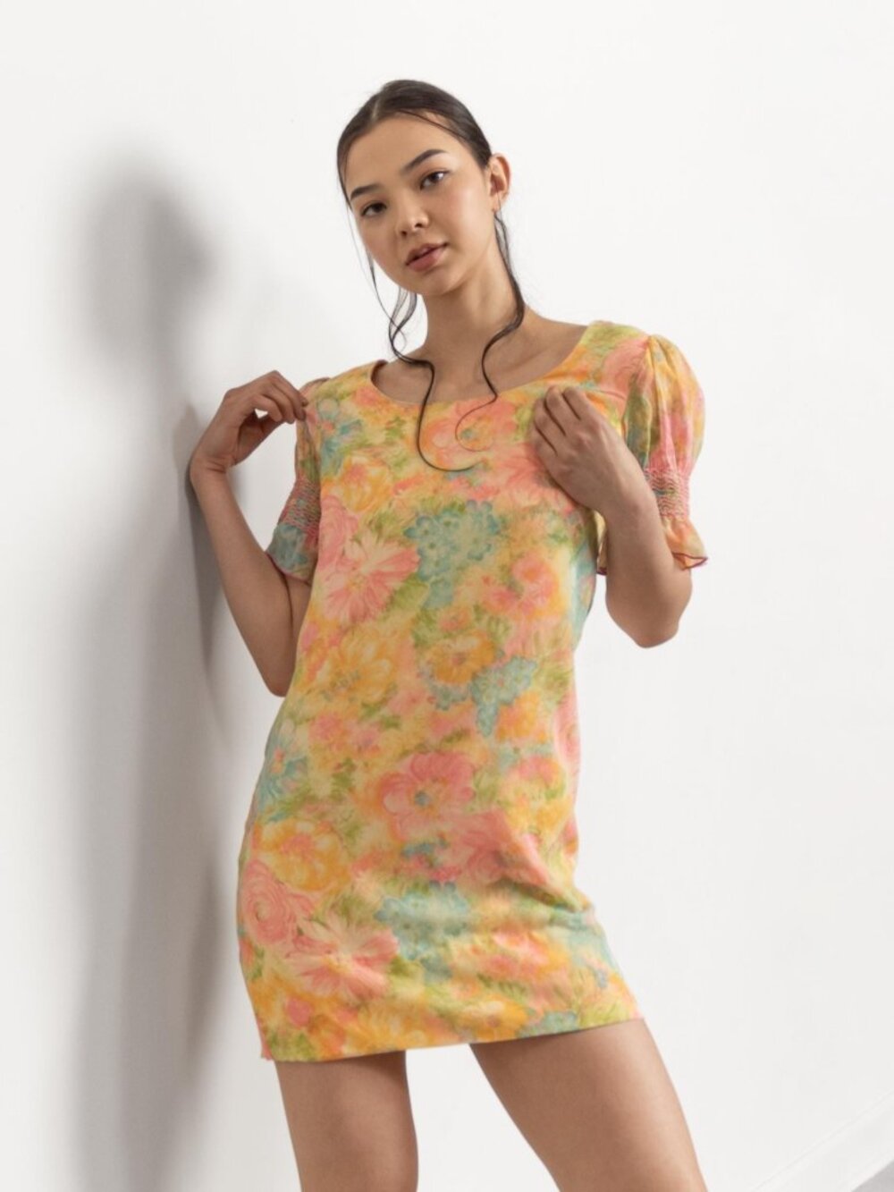 Vintage 60's Floral Mini Dress Delicate Sheer Summer / Small Xs